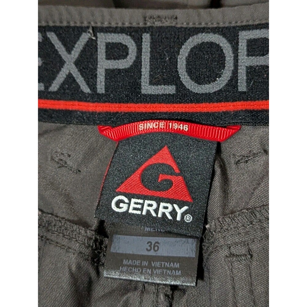Gerry Cargo Hiking Shorts Mens 36 Dark Gray Nylon Blend Belted Pockets Quick Dry - Picture 10 of 12